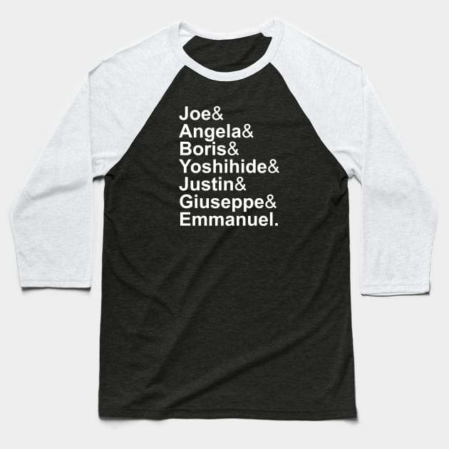 G7 Summit 2021 Leaders Joe Biden Merkel Boris Trudeau G-7 Baseball T-Shirt by Decamega